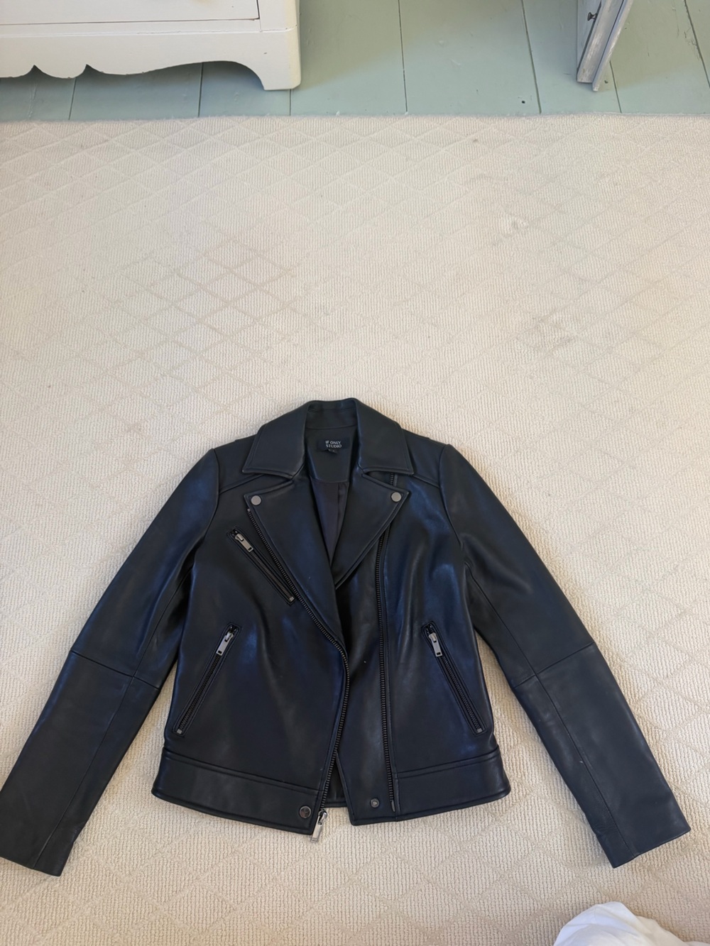 Classic Black Leather Moto Jacket - Women's